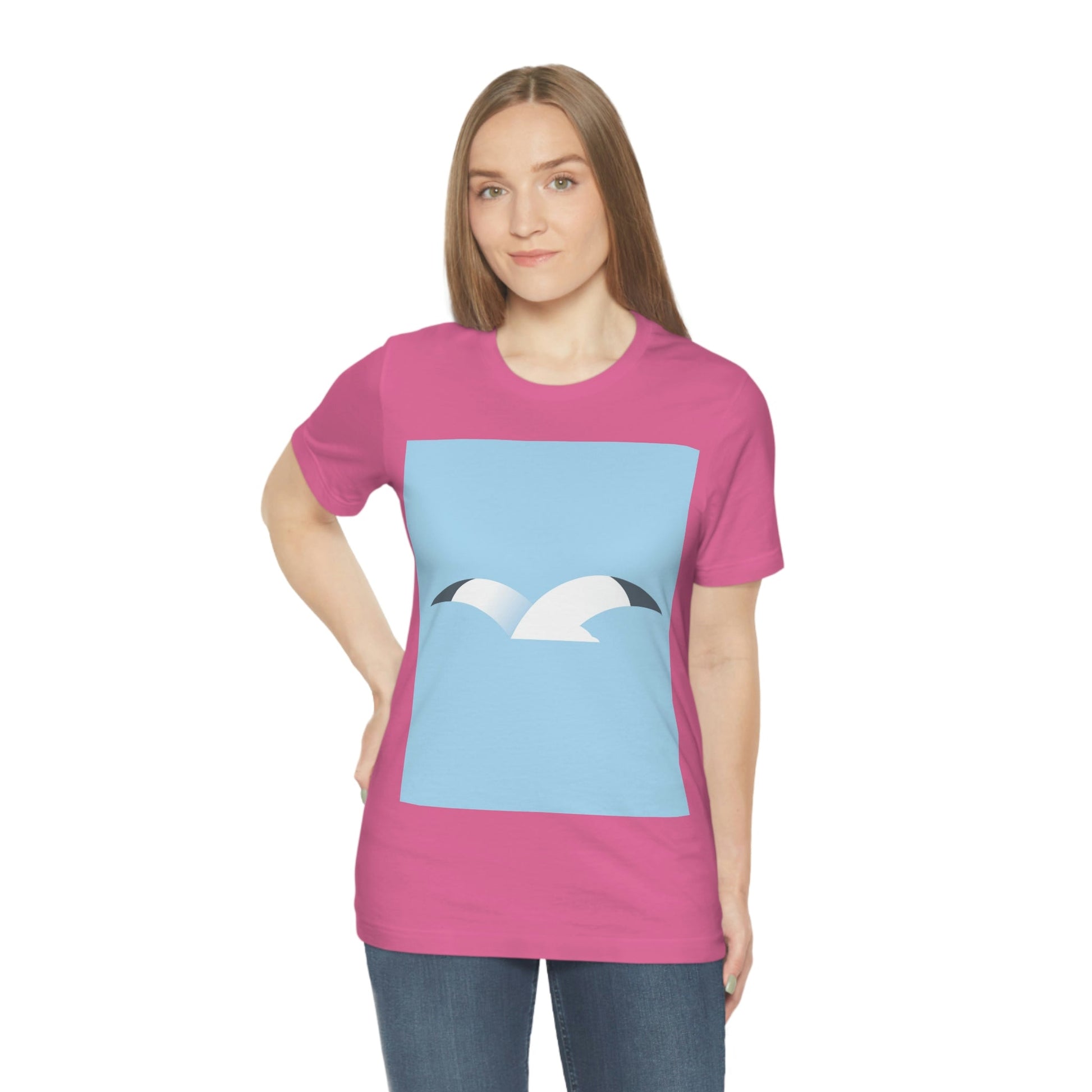 Seagull Flying Bird Minimal Abstract Art Aesthetic Unisex Jersey Short Sleeve T-Shirt Ichaku [Perfect Gifts Selection]