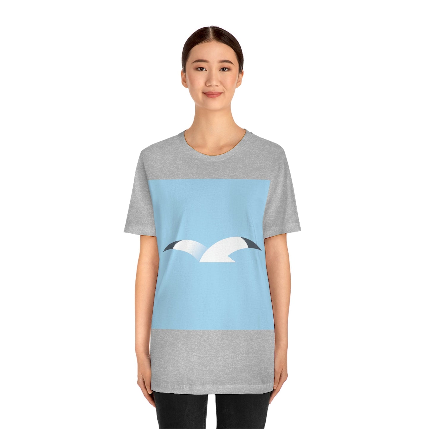 Seagull Flying Bird Minimal Abstract Art Aesthetic Unisex Jersey Short Sleeve T-Shirt Ichaku [Perfect Gifts Selection]