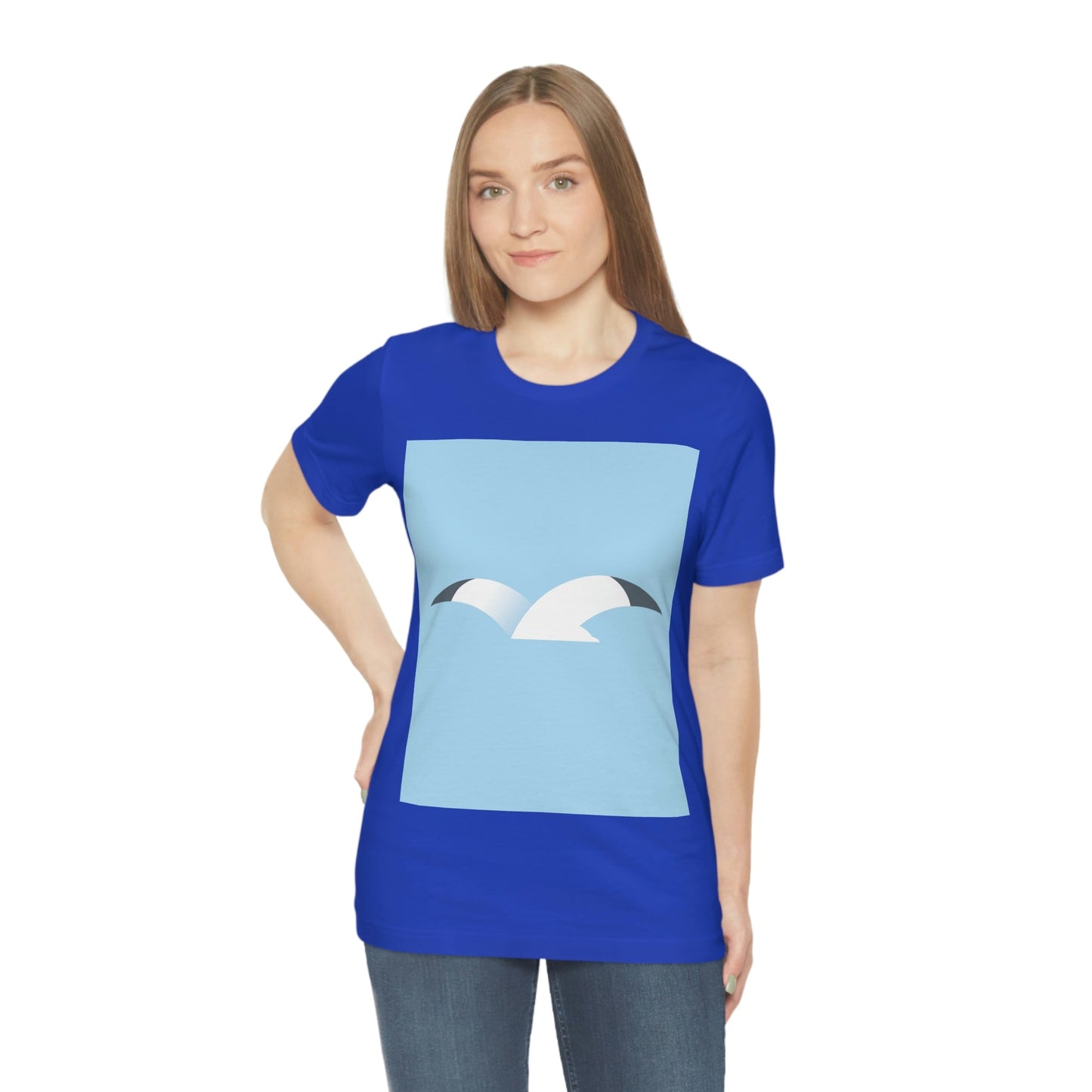 Seagull Flying Bird Minimal Abstract Art Aesthetic Unisex Jersey Short Sleeve T-Shirt Ichaku [Perfect Gifts Selection]