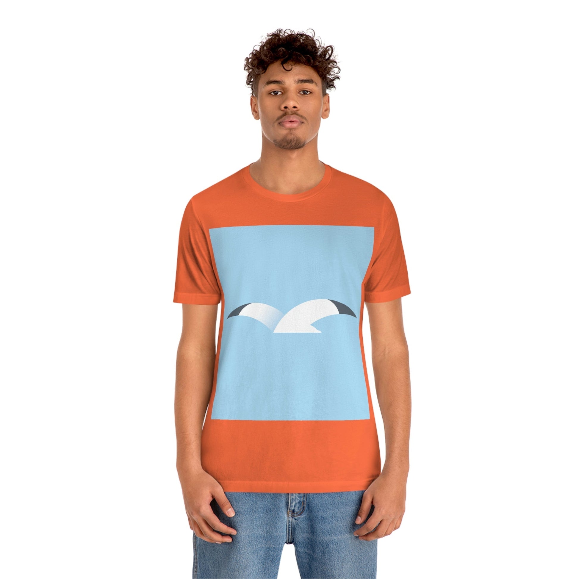 Seagull Flying Bird Minimal Abstract Art Aesthetic Unisex Jersey Short Sleeve T-Shirt Ichaku [Perfect Gifts Selection]