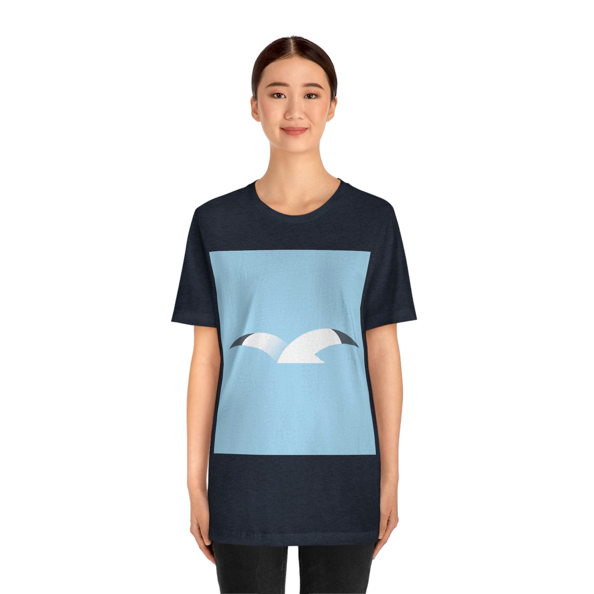 Seagull Flying Bird Minimal Abstract Art Aesthetic Unisex Jersey Short Sleeve T-Shirt Ichaku [Perfect Gifts Selection]