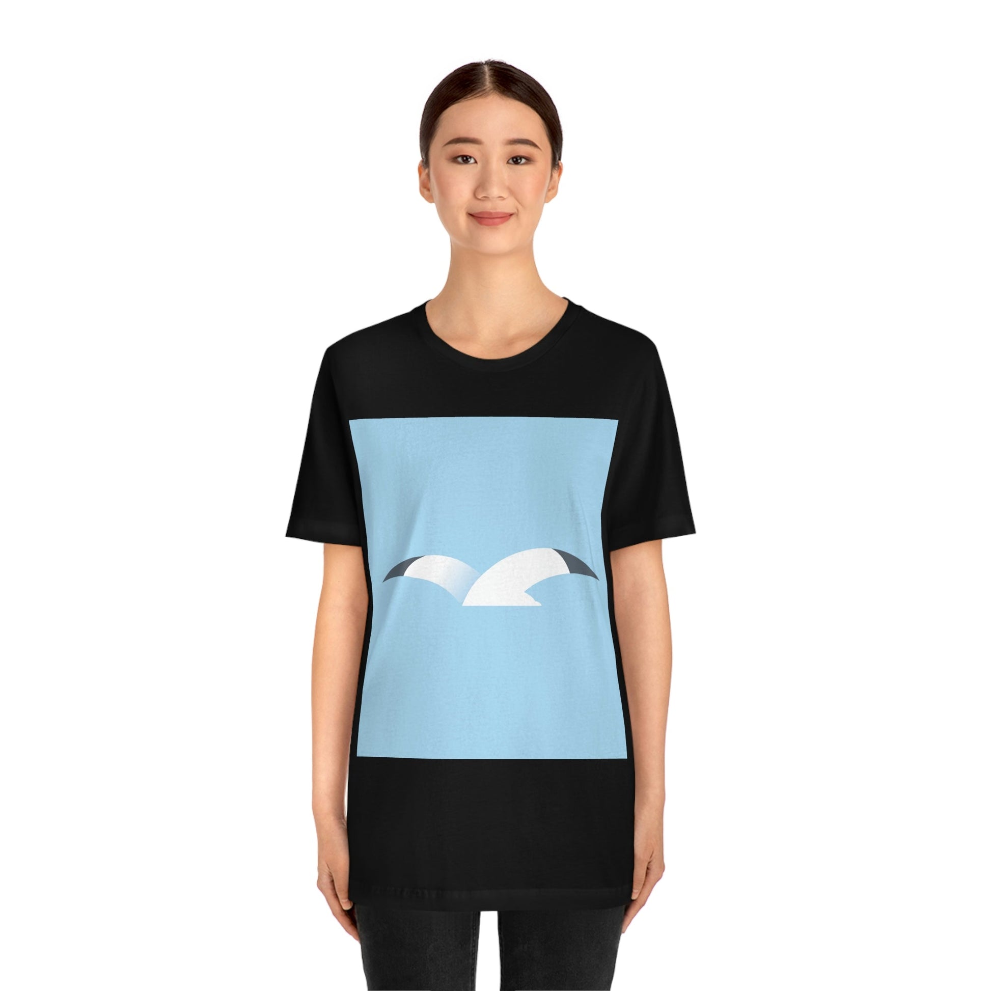 Seagull Flying Bird Minimal Abstract Art Aesthetic Unisex Jersey Short Sleeve T-Shirt Ichaku [Perfect Gifts Selection]