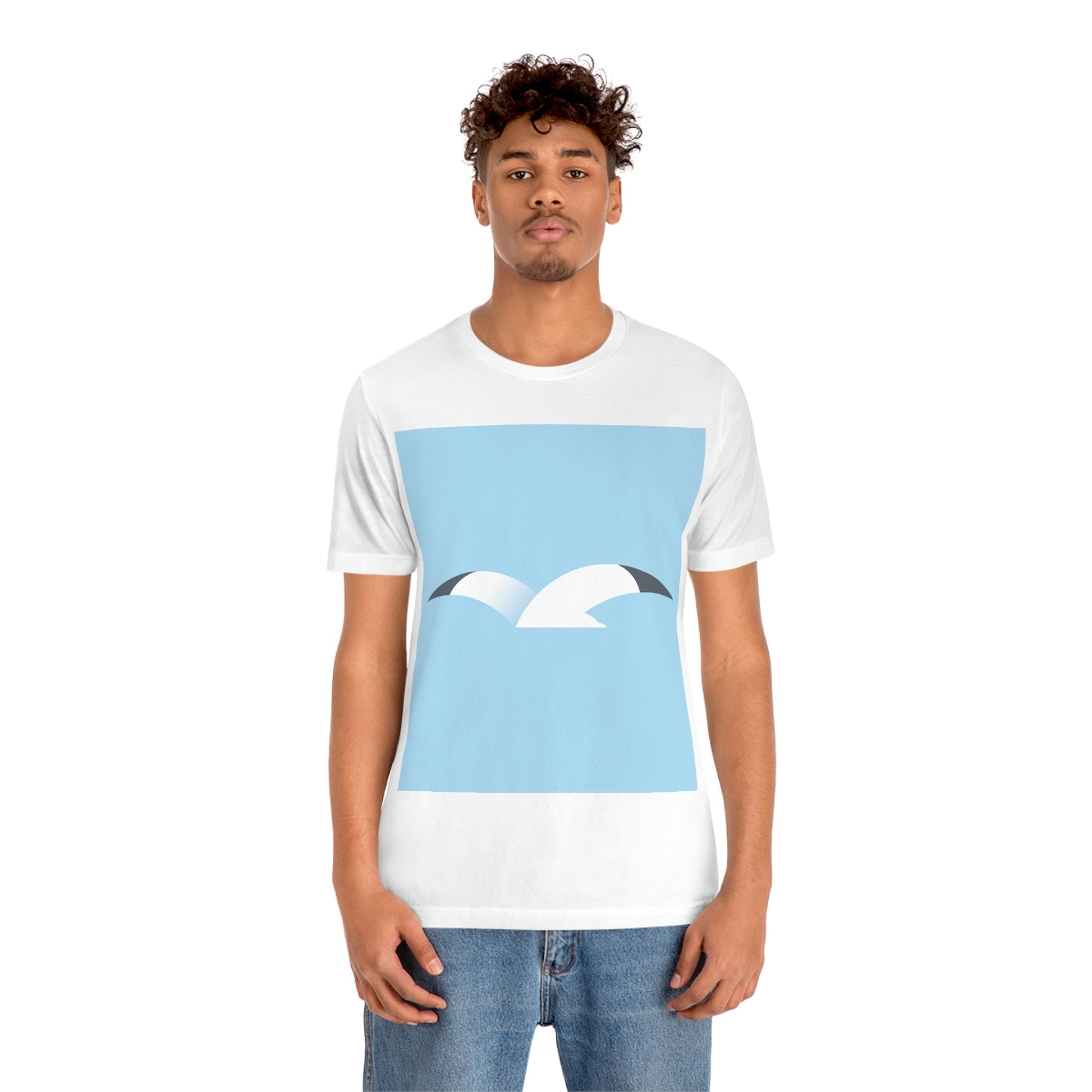 Seagull Flying Bird Minimal Abstract Art Aesthetic Unisex Jersey Short Sleeve T-Shirt Ichaku [Perfect Gifts Selection]