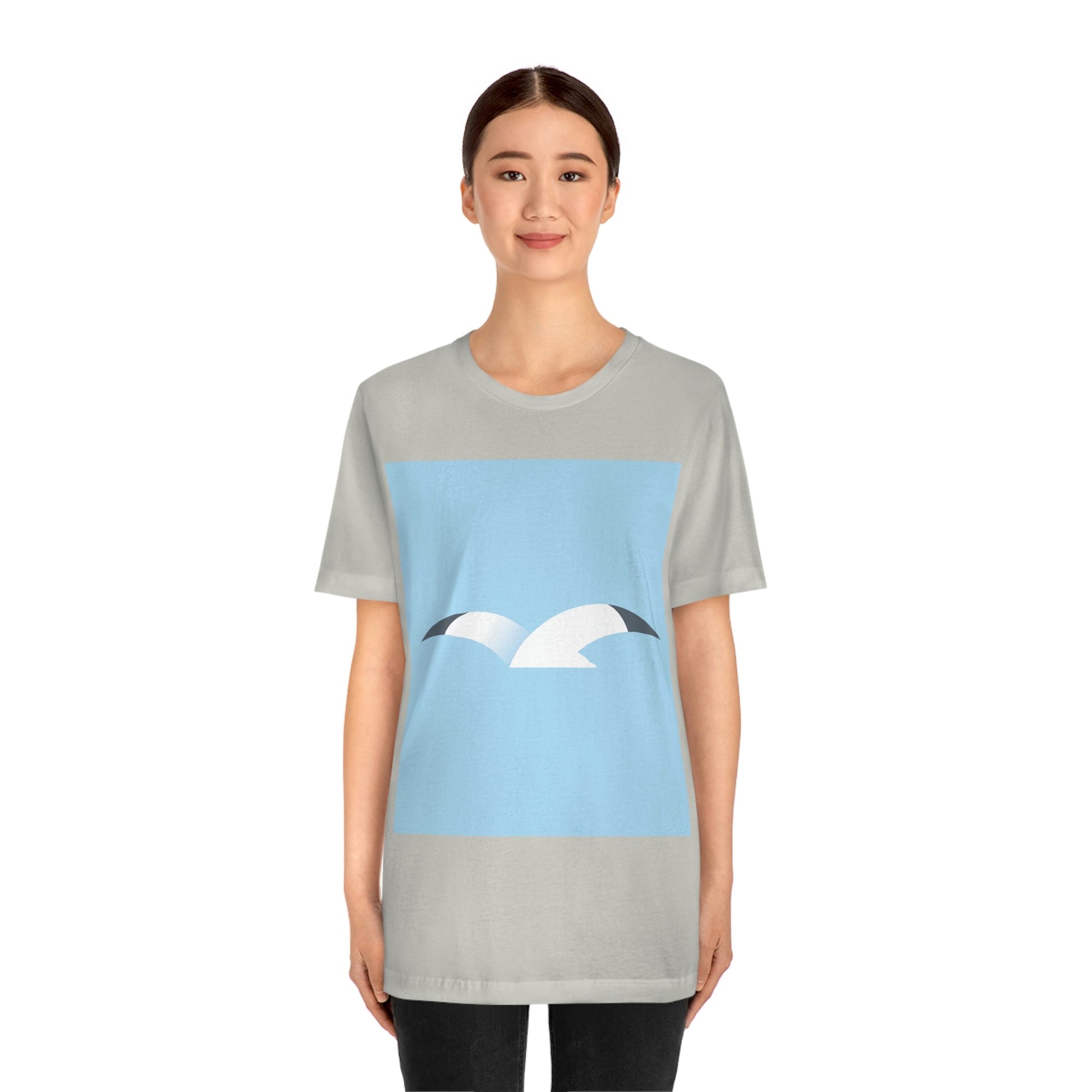 Seagull Flying Bird Minimal Abstract Art Aesthetic Unisex Jersey Short Sleeve T-Shirt Ichaku [Perfect Gifts Selection]