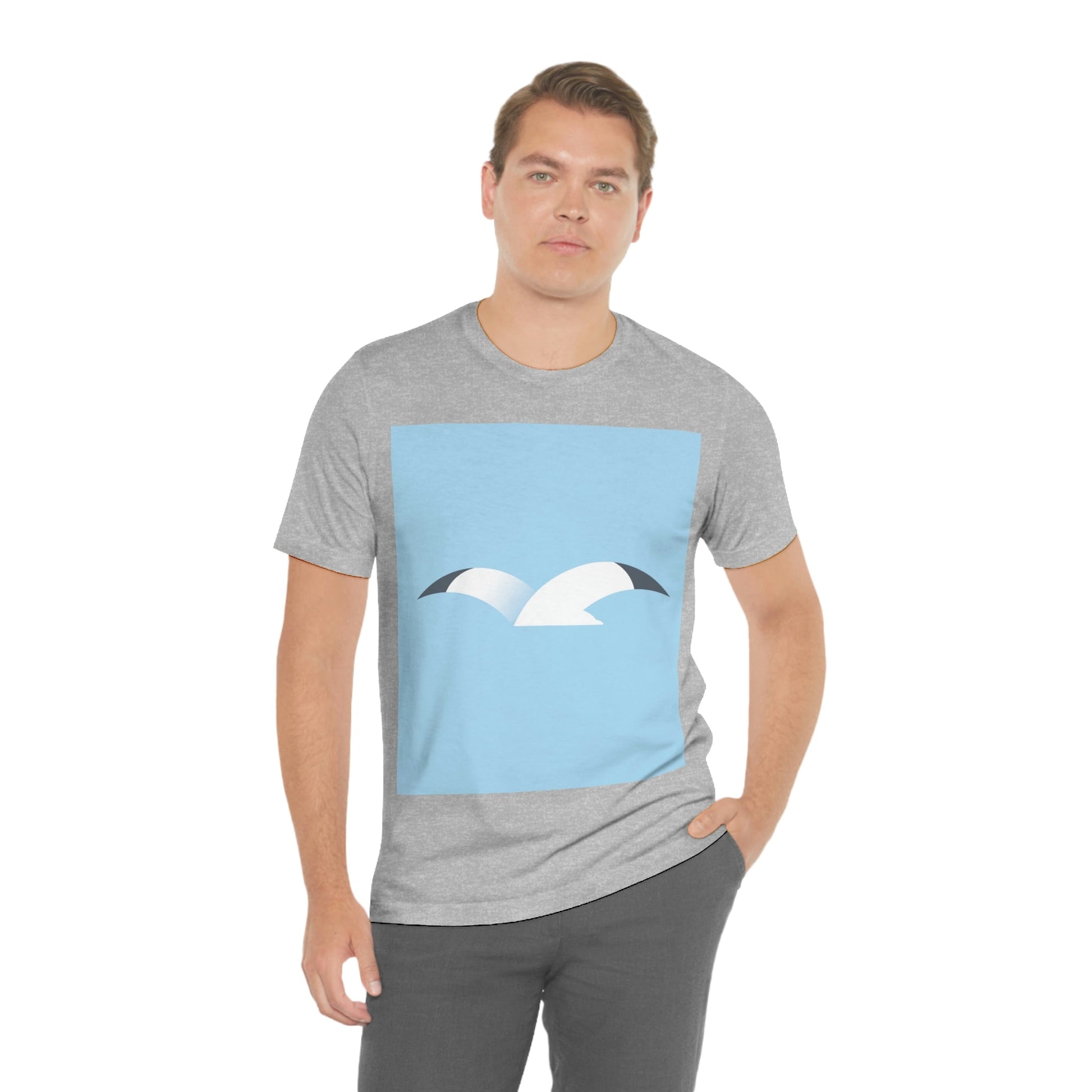 Seagull Flying Bird Minimal Abstract Art Aesthetic Unisex Jersey Short Sleeve T-Shirt Ichaku [Perfect Gifts Selection]