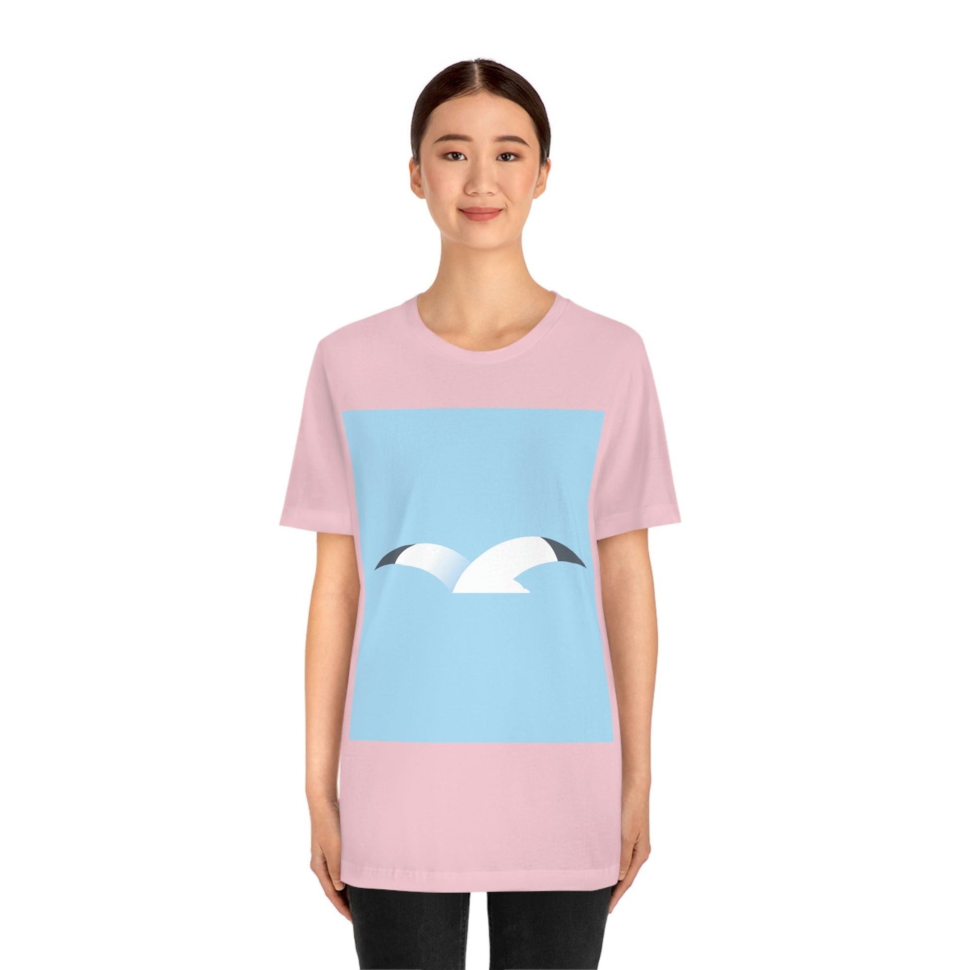 Seagull Flying Bird Minimal Abstract Art Aesthetic Unisex Jersey Short Sleeve T-Shirt Ichaku [Perfect Gifts Selection]