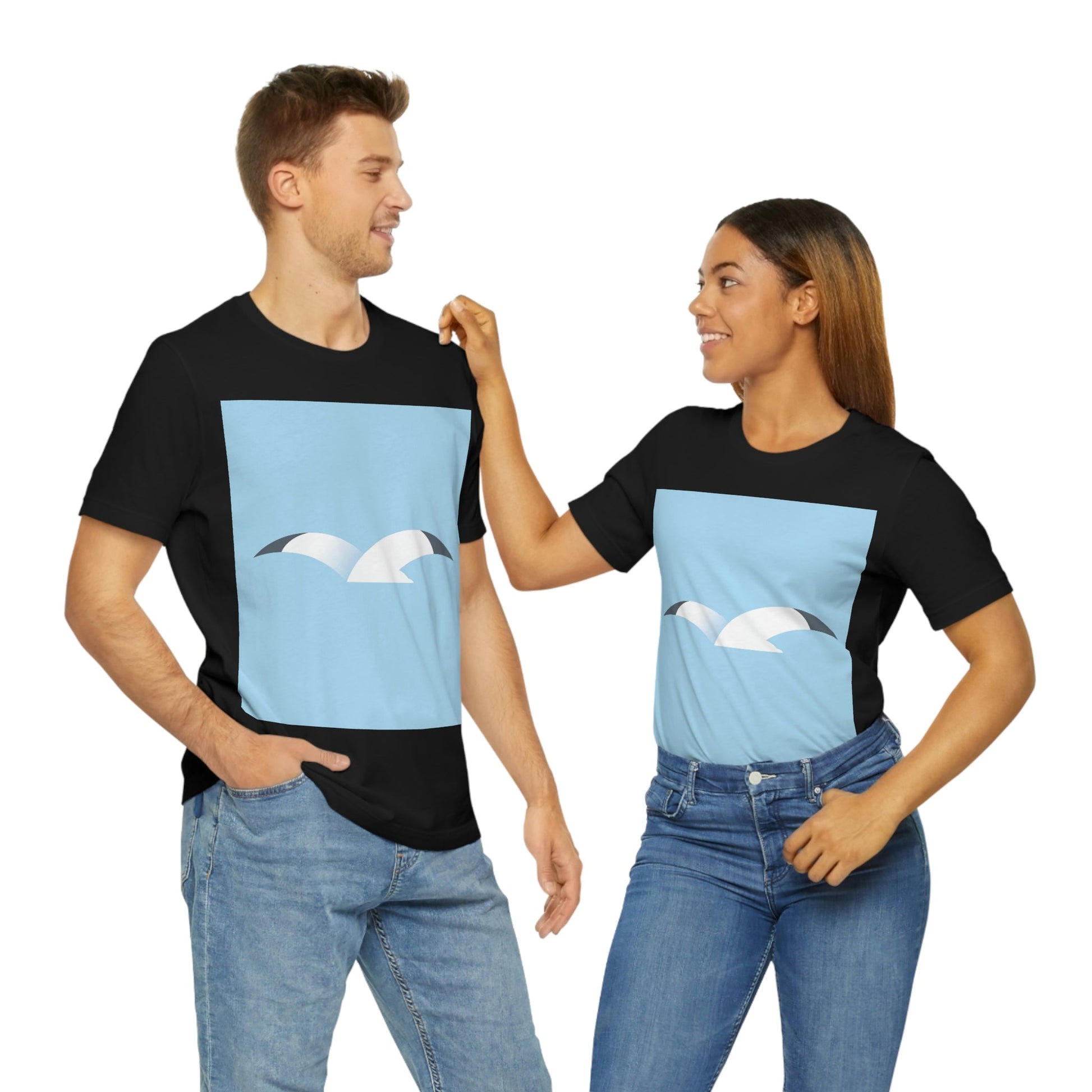 Seagull Flying Bird Minimal Abstract Art Aesthetic Unisex Jersey Short Sleeve T-Shirt Ichaku [Perfect Gifts Selection]