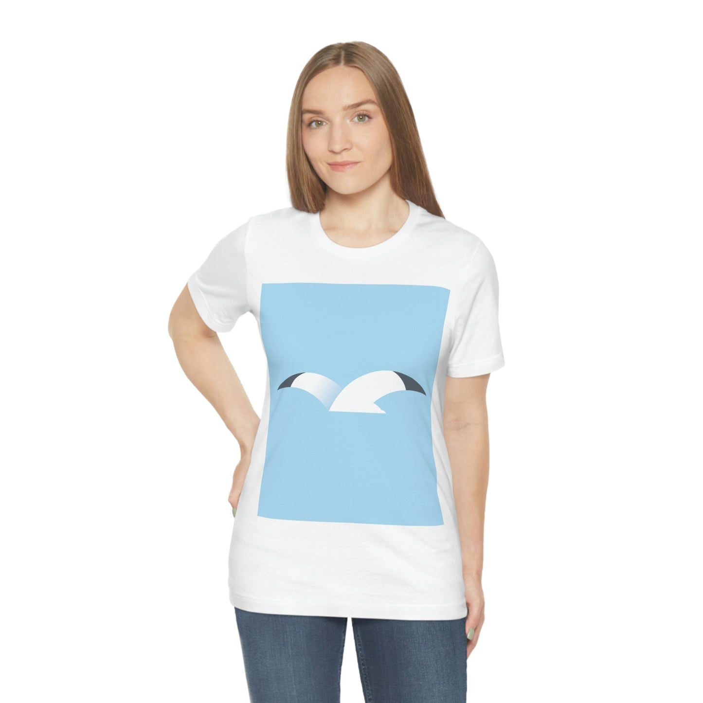 Seagull Flying Bird Minimal Abstract Art Aesthetic Unisex Jersey Short Sleeve T-Shirt Ichaku [Perfect Gifts Selection]