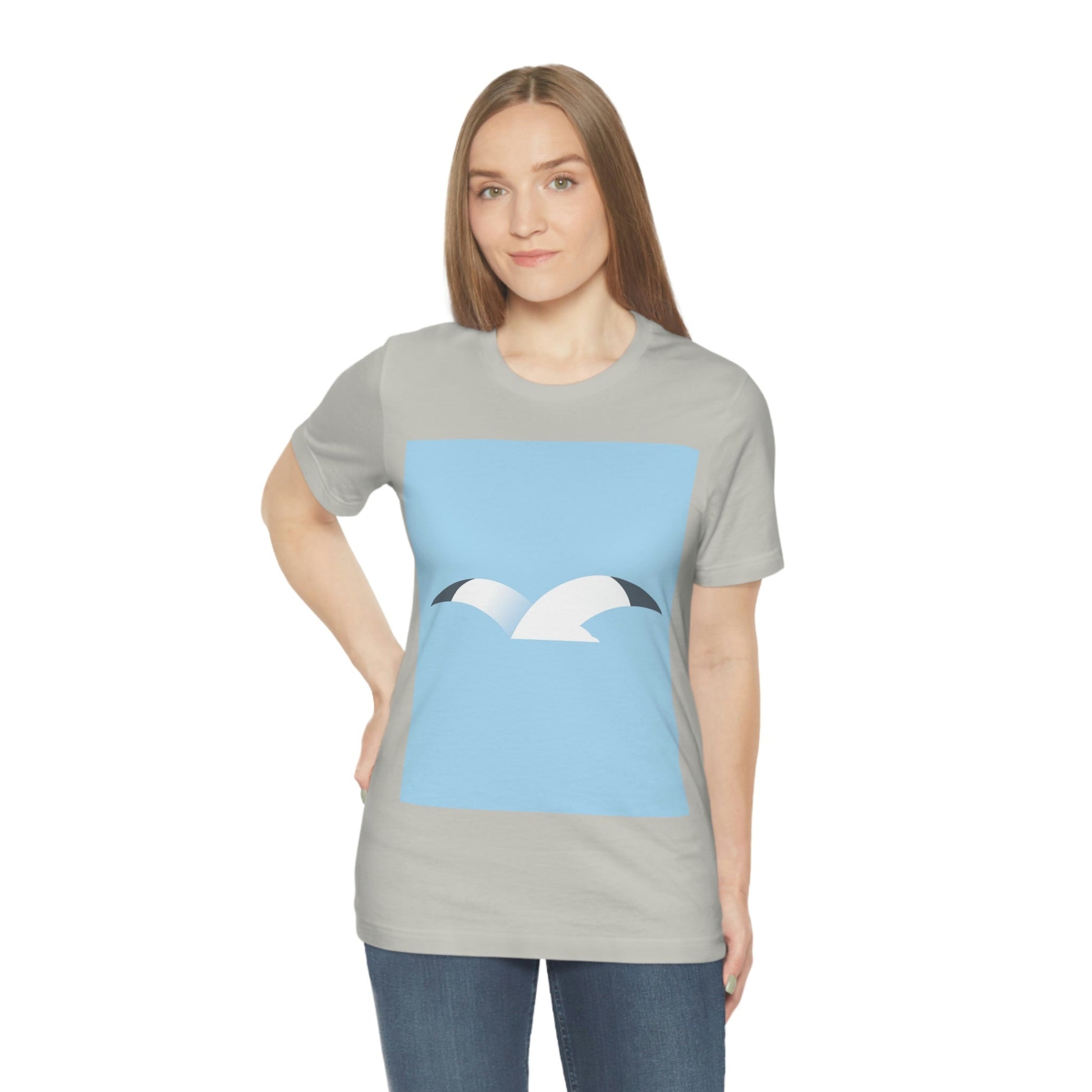 Seagull Flying Bird Minimal Abstract Art Aesthetic Unisex Jersey Short Sleeve T-Shirt Ichaku [Perfect Gifts Selection]