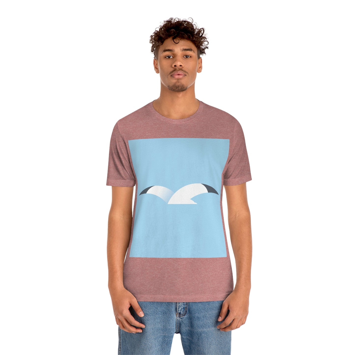 Seagull Flying Bird Minimal Abstract Art Aesthetic Unisex Jersey Short Sleeve T-Shirt Ichaku [Perfect Gifts Selection]