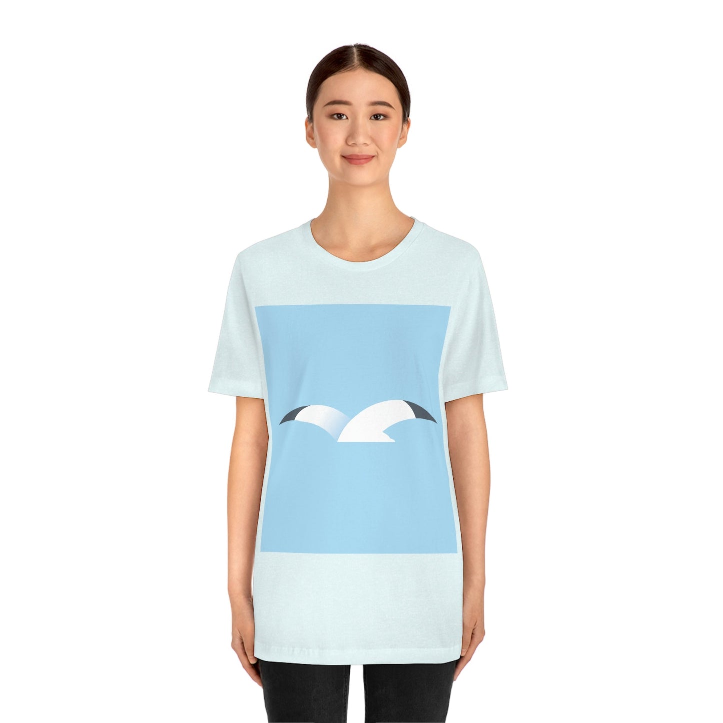 Seagull Flying Bird Minimal Abstract Art Aesthetic Unisex Jersey Short Sleeve T-Shirt Ichaku [Perfect Gifts Selection]