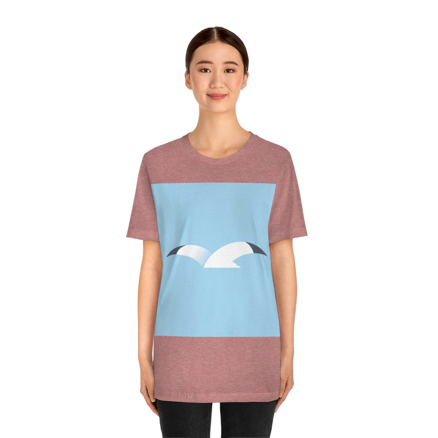 Seagull Flying Bird Minimal Abstract Art Aesthetic Unisex Jersey Short Sleeve T-Shirt Ichaku [Perfect Gifts Selection]