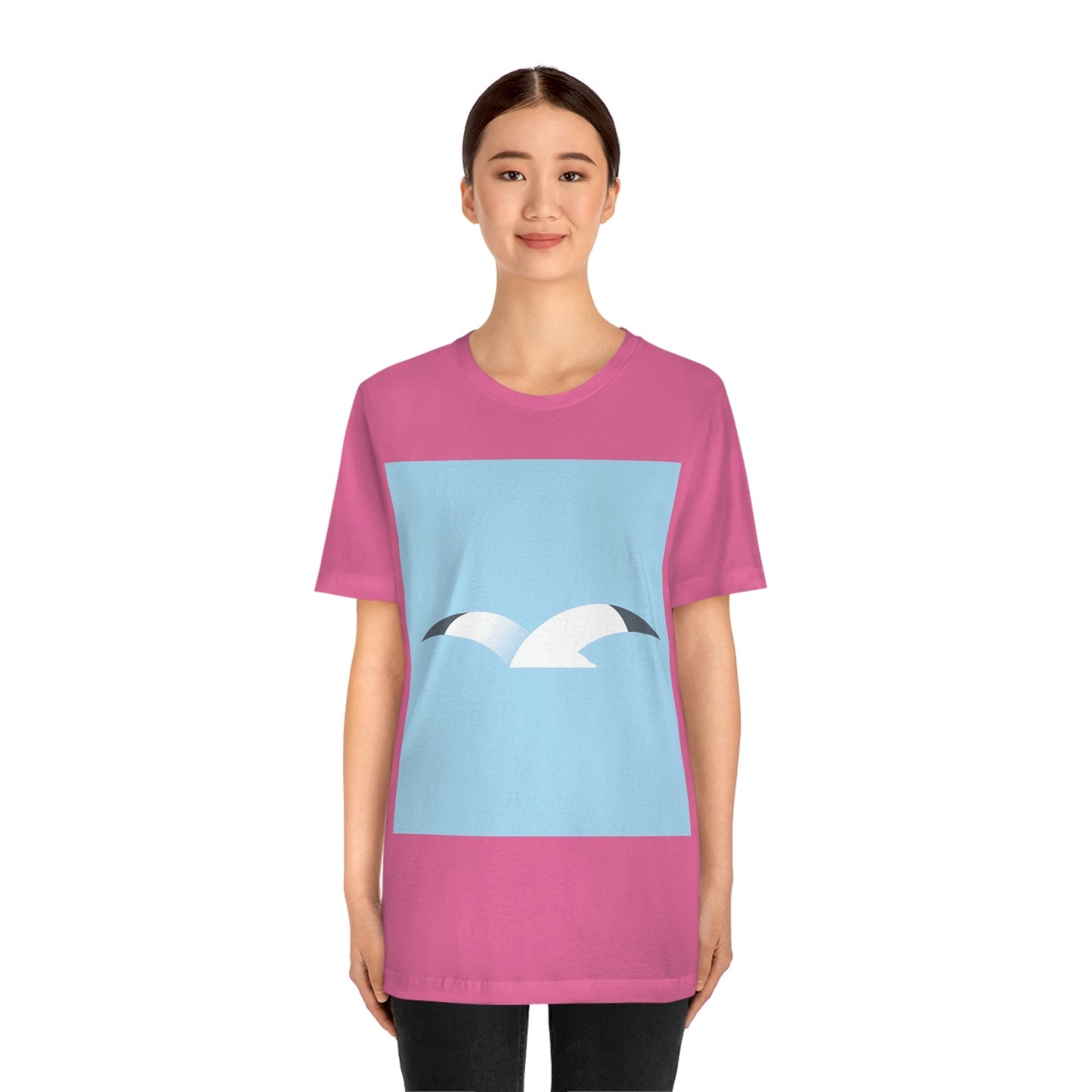 Seagull Flying Bird Minimal Abstract Art Aesthetic Unisex Jersey Short Sleeve T-Shirt Ichaku [Perfect Gifts Selection]