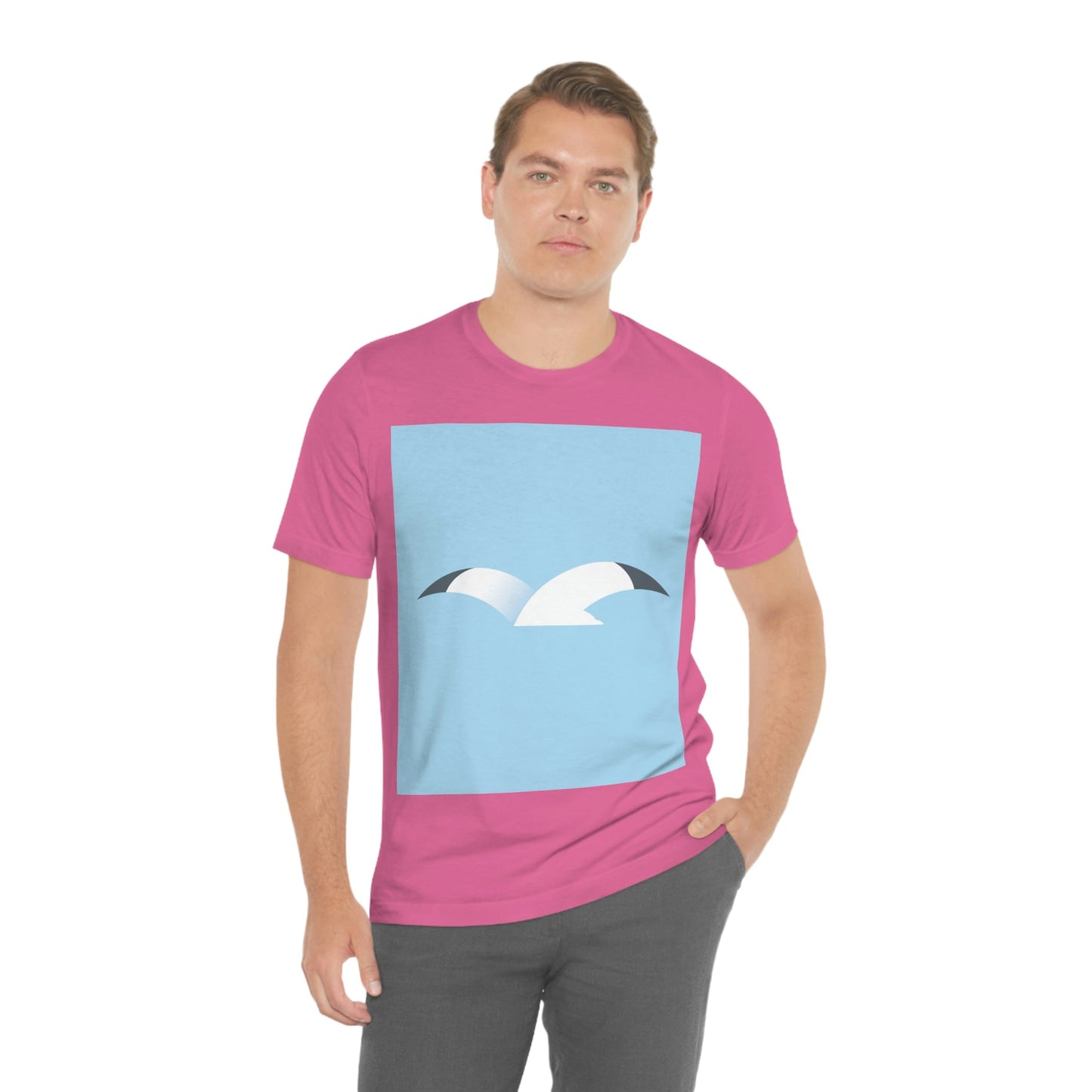 Seagull Flying Bird Minimal Abstract Art Aesthetic Unisex Jersey Short Sleeve T-Shirt Ichaku [Perfect Gifts Selection]