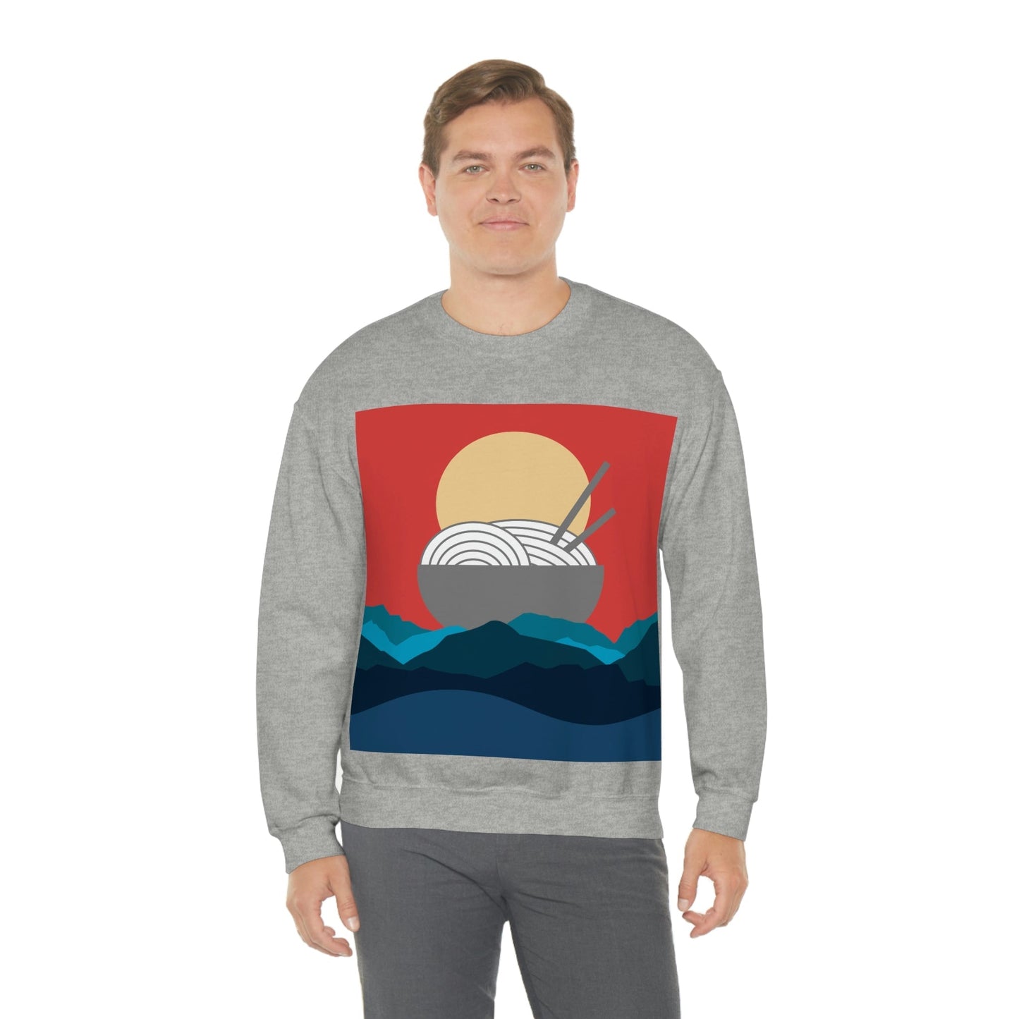 Send Noods Think Ramen Art Noodles Funny Food Abstract Minimalist Unisex Heavy Blend™ Crewneck Sweatshirt Ichaku [Perfect Gifts Selection]