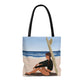 Serenity by the Sea Woman Sitting on Beach AOP Tote Bag Ichaku [Perfect Gifts Selection]