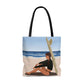 Serenity by the Sea Woman Sitting on Beach AOP Tote Bag Ichaku [Perfect Gifts Selection]