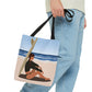 Serenity by the Sea Woman Sitting on Beach AOP Tote Bag Ichaku [Perfect Gifts Selection]