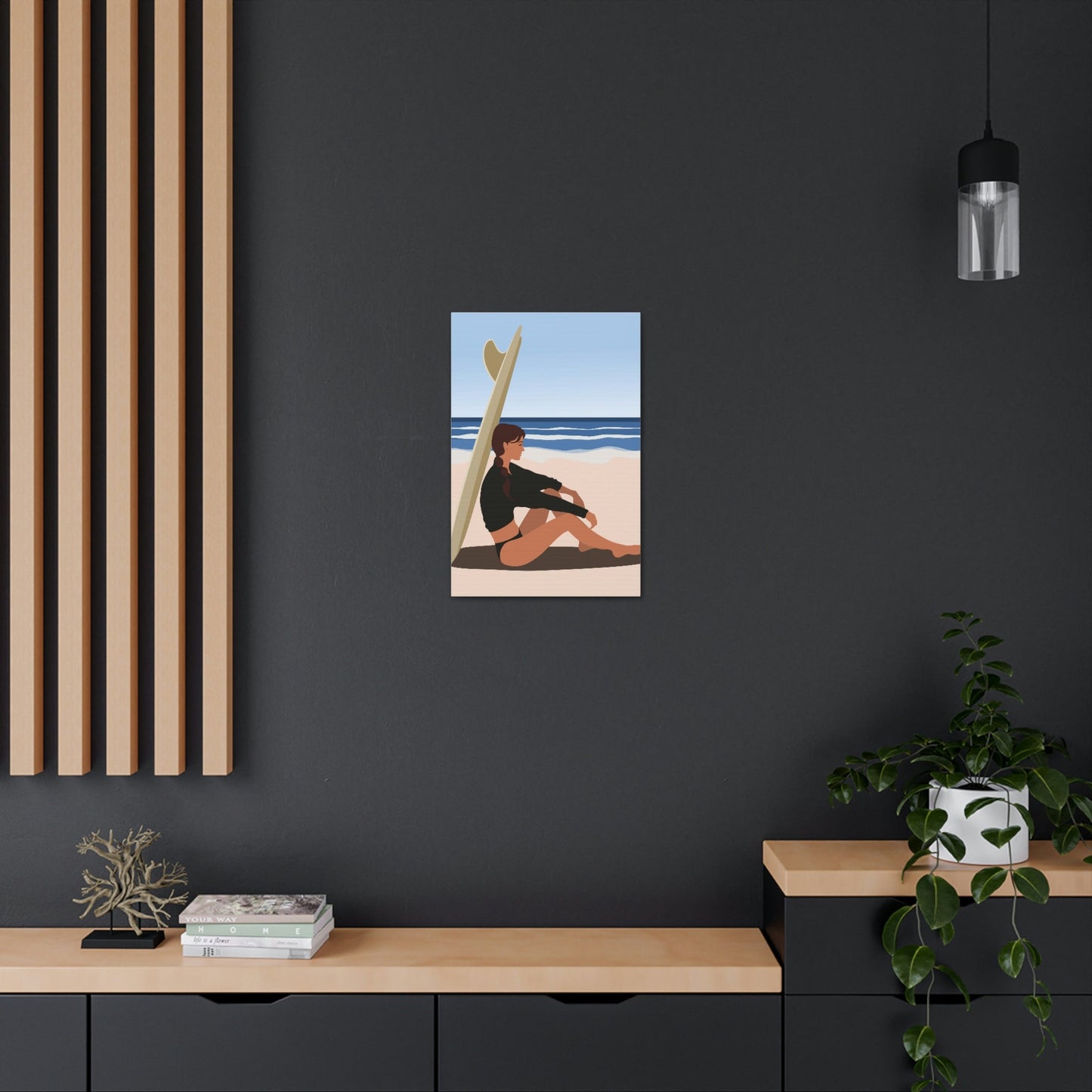 Serenity by the Sea Woman Sitting on Beach Classic Art Canvas Gallery Wraps Ichaku [Perfect Gifts Selection]