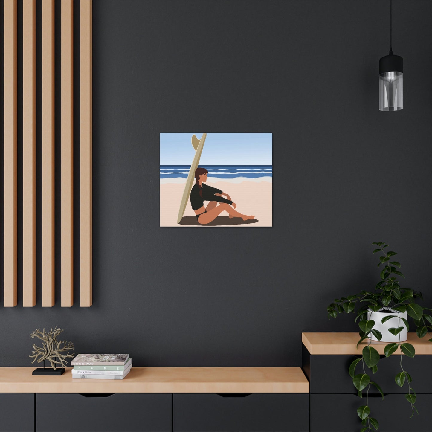 Serenity by the Sea Woman Sitting on Beach Classic Art Canvas Gallery Wraps Ichaku [Perfect Gifts Selection]