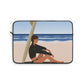 Serenity by the Sea Woman Sitting on Beach Graphic Laptop Sleeve Ichaku [Perfect Gifts Selection]