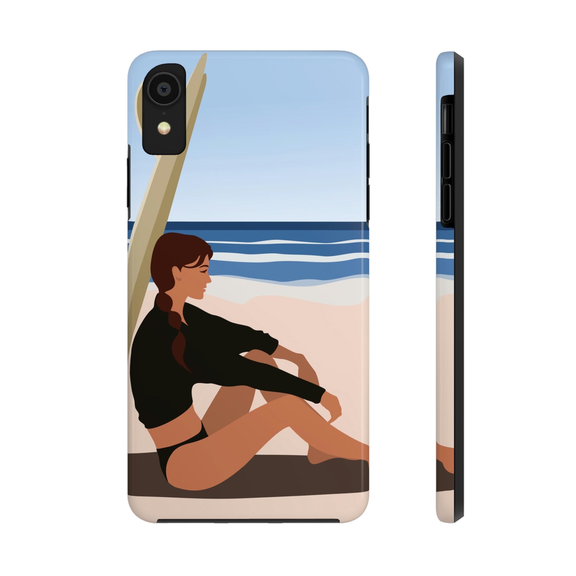 Serenity by the Sea Woman Sitting on Beach Tough Phone Cases Case-Mate Ichaku [Perfect Gifts Selection]