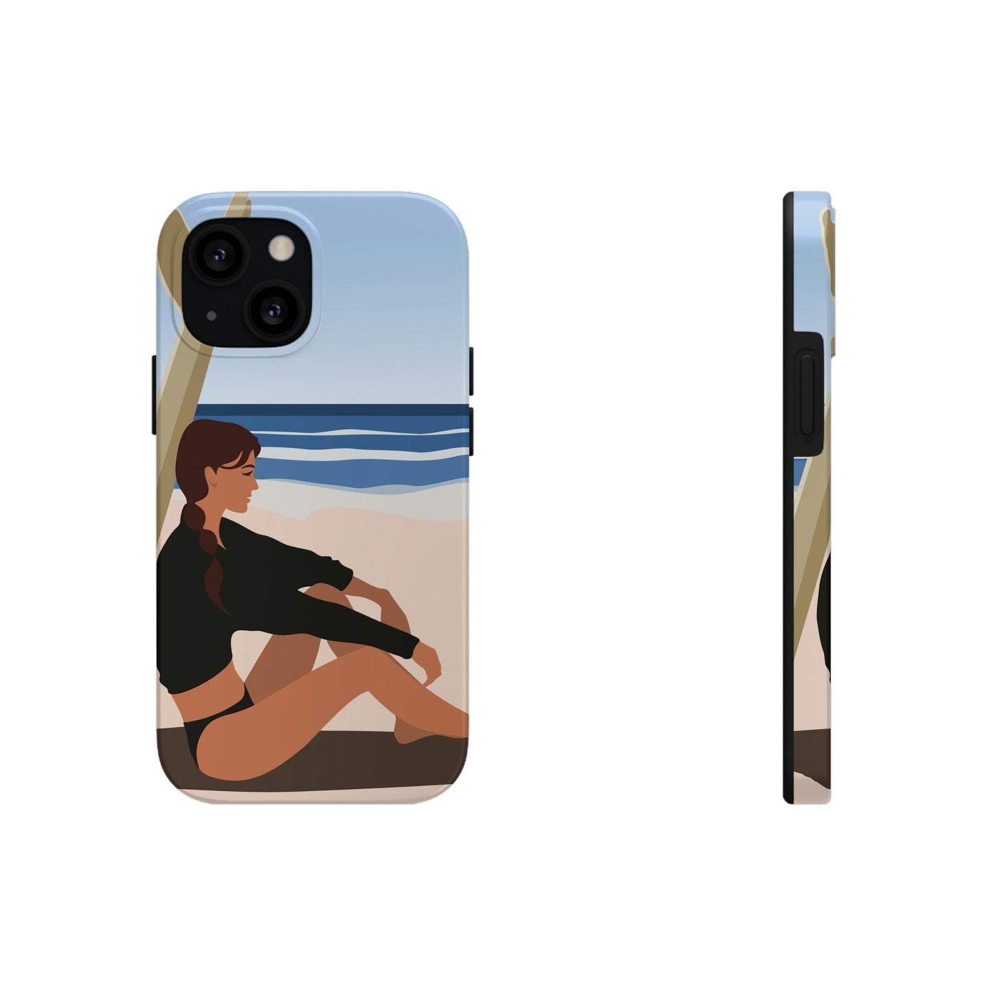 Serenity by the Sea Woman Sitting on Beach Tough Phone Cases Case-Mate Ichaku [Perfect Gifts Selection]