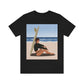 Serenity by the Sea Woman Sitting on Beach Unisex Jersey Short Sleeve T-Shirt Ichaku [Perfect Gifts Selection]