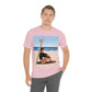 Serenity by the Sea Woman Sitting on Beach Unisex Jersey Short Sleeve T-Shirt Ichaku [Perfect Gifts Selection]