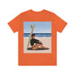 Serenity by the Sea Woman Sitting on Beach Unisex Jersey Short Sleeve T-Shirt Ichaku [Perfect Gifts Selection]