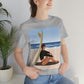 Serenity by the Sea Woman Sitting on Beach Unisex Jersey Short Sleeve T-Shirt Ichaku [Perfect Gifts Selection]