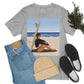 Serenity by the Sea Woman Sitting on Beach Unisex Jersey Short Sleeve T-Shirt Ichaku [Perfect Gifts Selection]