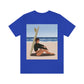 Serenity by the Sea Woman Sitting on Beach Unisex Jersey Short Sleeve T-Shirt Ichaku [Perfect Gifts Selection]