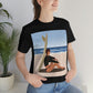 Serenity by the Sea Woman Sitting on Beach Unisex Jersey Short Sleeve T-Shirt Ichaku [Perfect Gifts Selection]