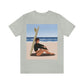 Serenity by the Sea Woman Sitting on Beach Unisex Jersey Short Sleeve T-Shirt Ichaku [Perfect Gifts Selection]