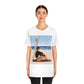 Serenity by the Sea Woman Sitting on Beach Unisex Jersey Short Sleeve T-Shirt Ichaku [Perfect Gifts Selection]