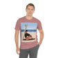 Serenity by the Sea Woman Sitting on Beach Unisex Jersey Short Sleeve T-Shirt Ichaku [Perfect Gifts Selection]