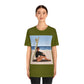 Serenity by the Sea Woman Sitting on Beach Unisex Jersey Short Sleeve T-Shirt Ichaku [Perfect Gifts Selection]