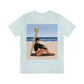 Serenity by the Sea Woman Sitting on Beach Unisex Jersey Short Sleeve T-Shirt Ichaku [Perfect Gifts Selection]