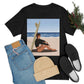 Serenity by the Sea Woman Sitting on Beach Unisex Jersey Short Sleeve T-Shirt Ichaku [Perfect Gifts Selection]