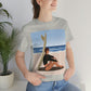 Serenity by the Sea Woman Sitting on Beach Unisex Jersey Short Sleeve T-Shirt Ichaku [Perfect Gifts Selection]