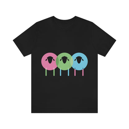 Sheeps Colored Trio Funny Humor Unisex Jersey Short Sleeve T-Shirt Ichaku [Perfect Gifts Selection]