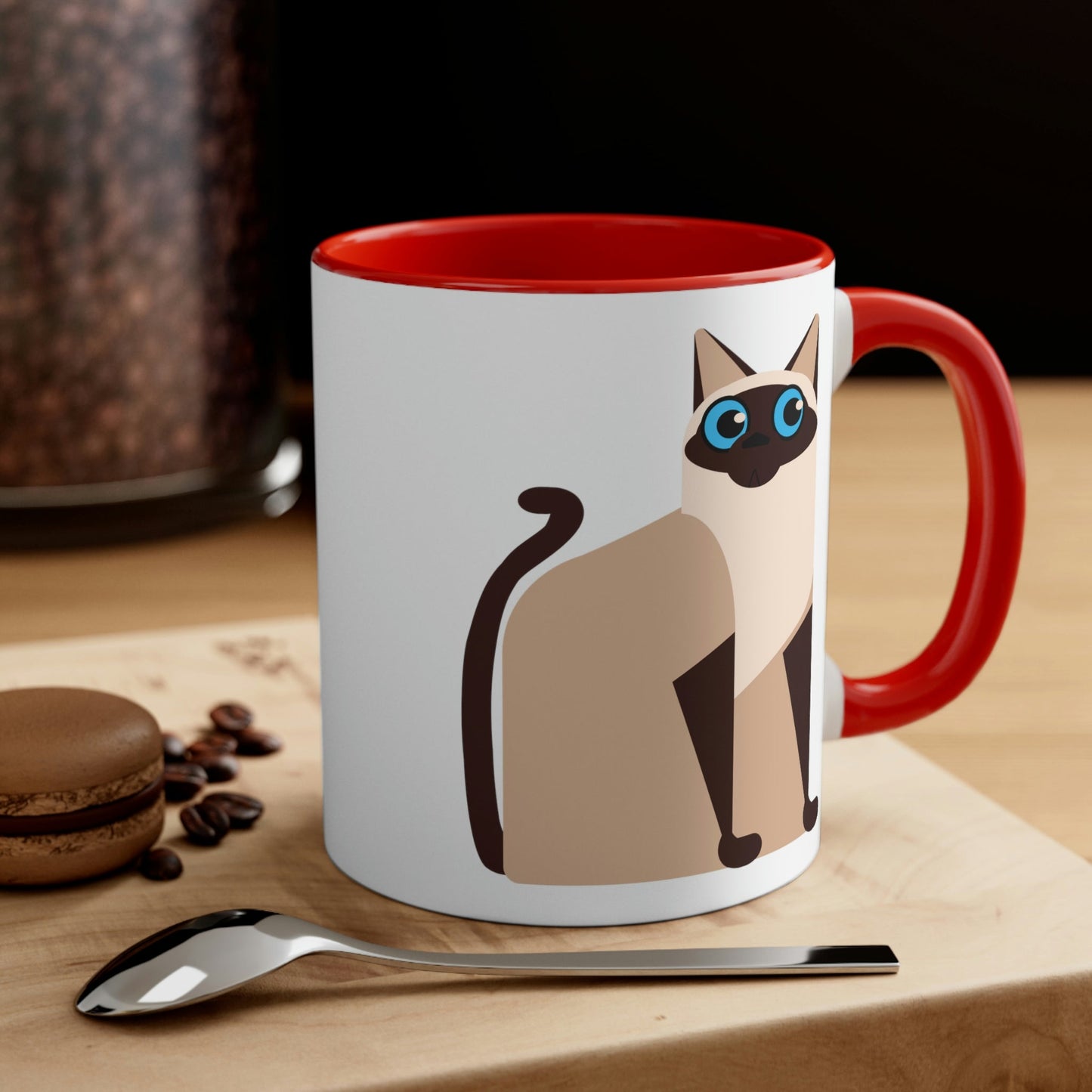 Siam Cat Lovers Anime Cartoon Accent Coffee Mug 11oz Ichaku [Perfect Gifts Selection]