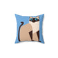 Siam Cat Lovers Anime Cartoon Spun Polyester Square Pillow Ichaku [Perfect Gifts Selection]