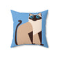 Siam Cat Lovers Anime Cartoon Spun Polyester Square Pillow Ichaku [Perfect Gifts Selection]