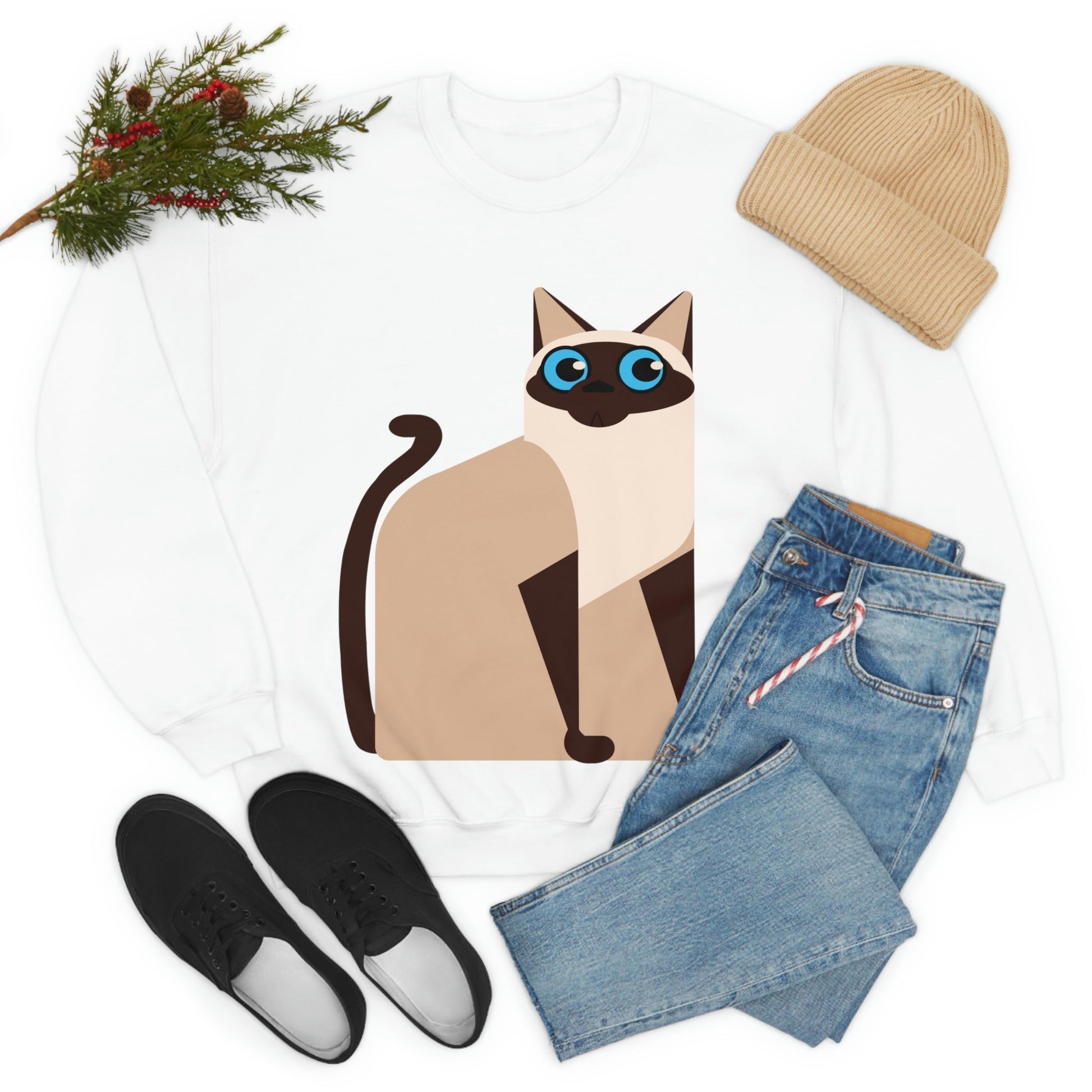 Siam Cat Lovers Anime Cartoon Unisex Heavy Blend™ Crewneck Sweatshirt Ichaku [Perfect Gifts Selection]