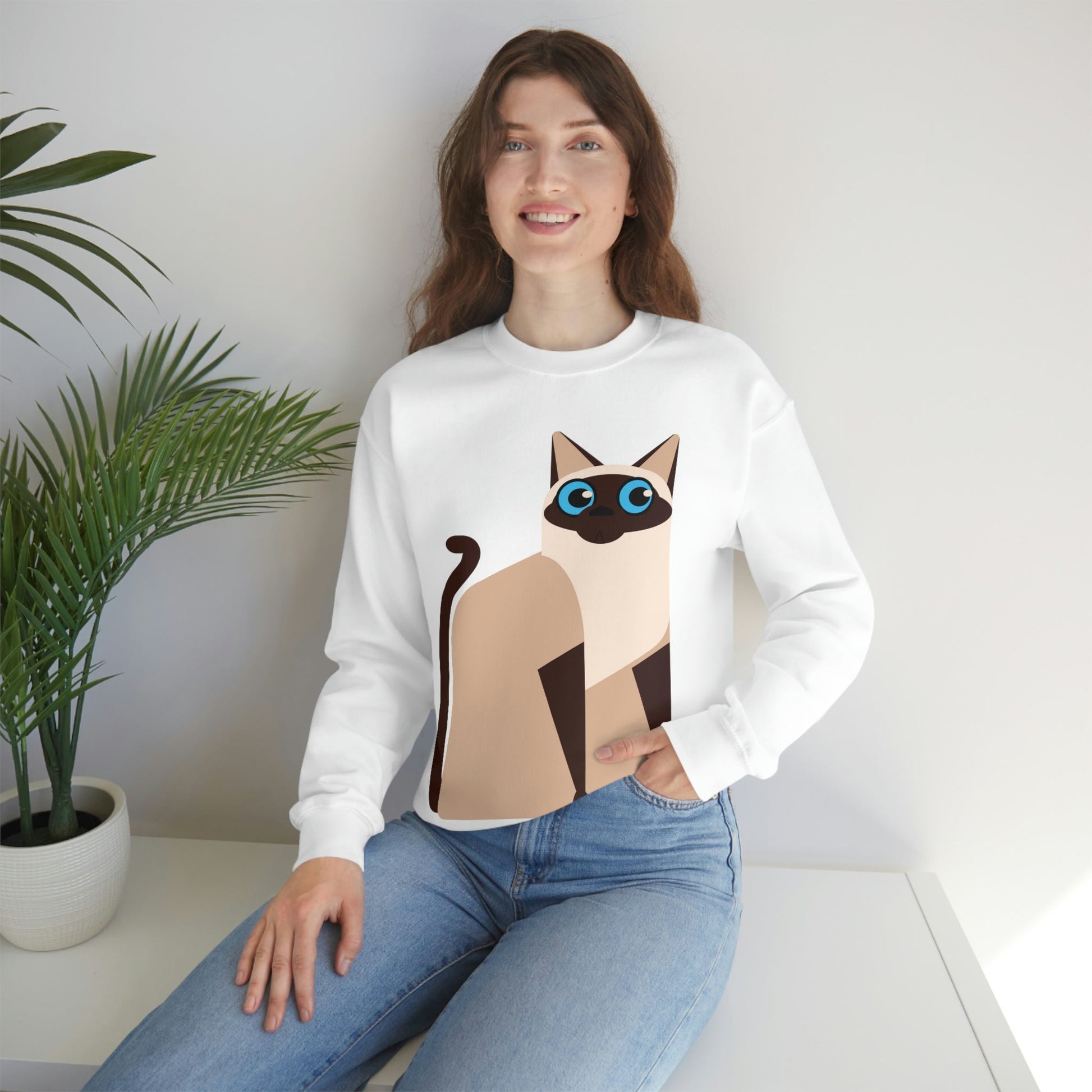 Siam Cat Lovers Anime Cartoon Unisex Heavy Blend™ Crewneck Sweatshirt Ichaku [Perfect Gifts Selection]