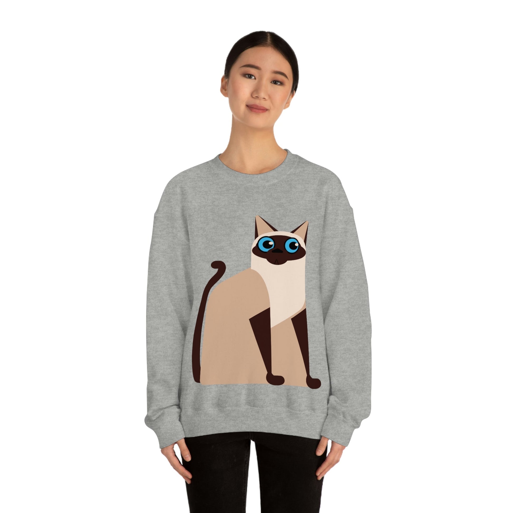 Siam Cat Lovers Anime Cartoon Unisex Heavy Blend™ Crewneck Sweatshirt Ichaku [Perfect Gifts Selection]