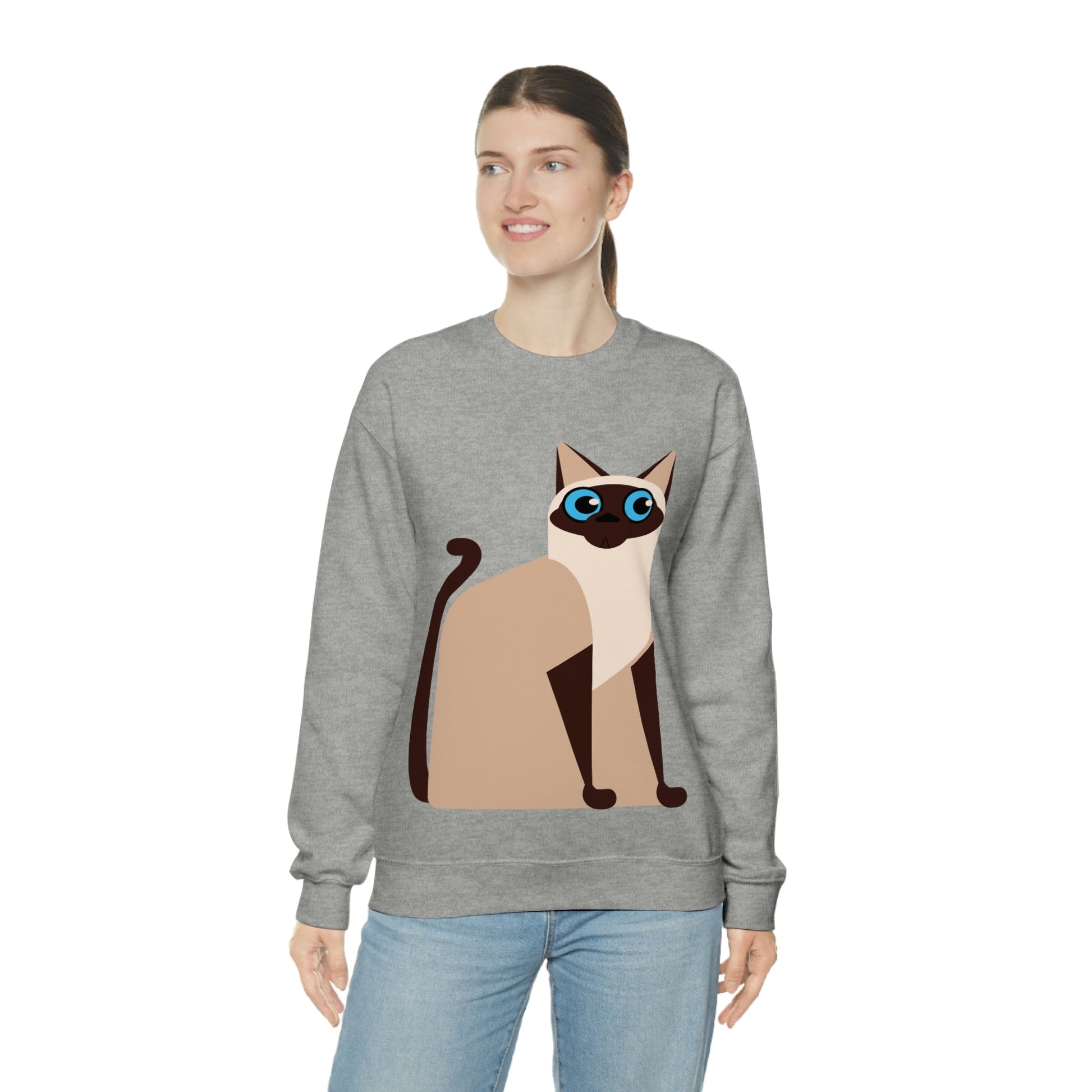 Siam Cat Lovers Anime Cartoon Unisex Heavy Blend™ Crewneck Sweatshirt Ichaku [Perfect Gifts Selection]