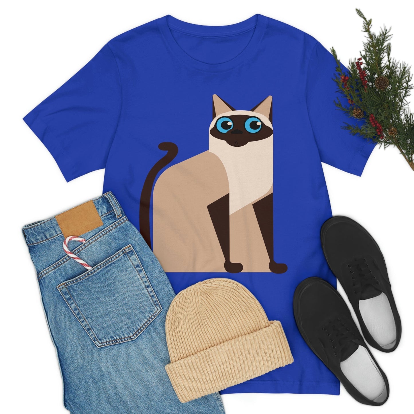 Siam Cat Lovers Anime Cartoon Unisex Jersey Short Sleeve T-Shirt Ichaku [Perfect Gifts Selection]